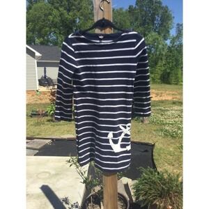 J.crew Womens Mini Dress Size XXS Anchor Navy Blue White Striped Nautical Preppy